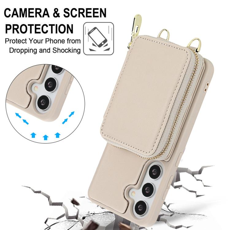 For Samsung Galaxy S25+ 5G / S24+ 5G Crossbody Zipper RFID Card Bag Phone Case