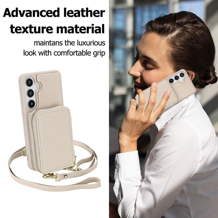For Samsung Galaxy S25+ 5G / S24+ 5G Crossbody Zipper RFID Card Bag Phone Case