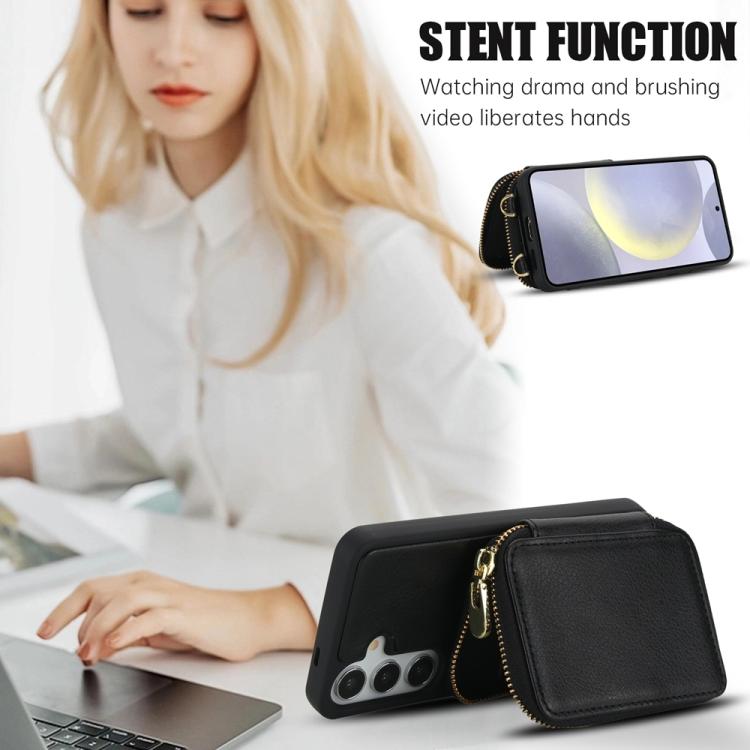 For Samsung Galaxy S25+ 5G / S24+ 5G Crossbody Zipper RFID Card Bag Phone Case