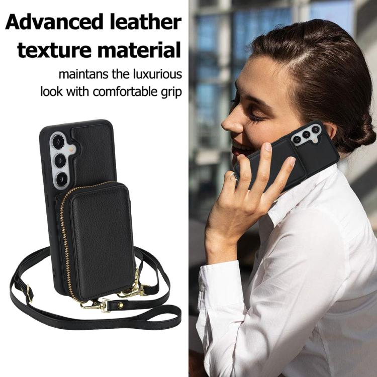 For Samsung Galaxy S25+ 5G / S24+ 5G Crossbody Zipper RFID Card Bag Phone Case
