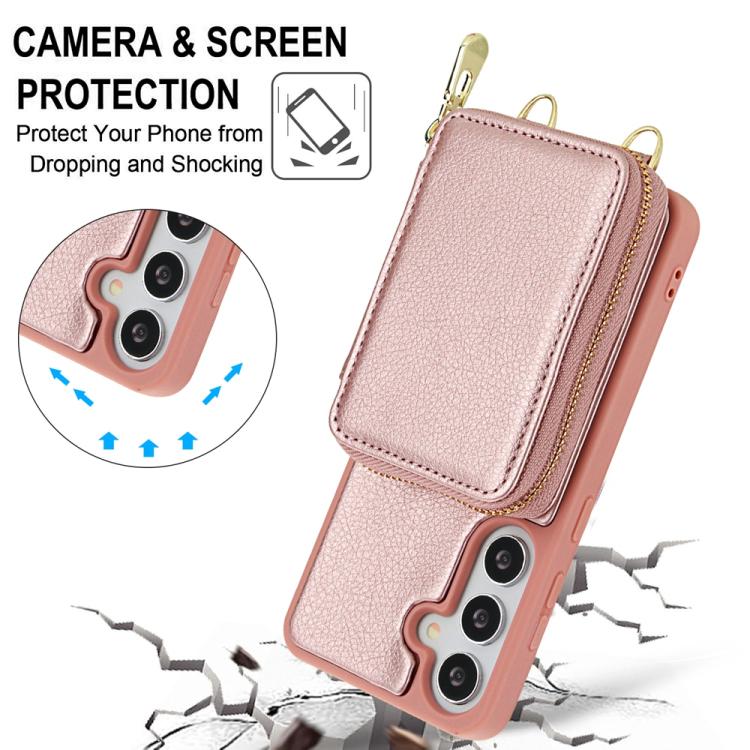 For Samsung Galaxy S25+ 5G / S24+ 5G Crossbody Zipper RFID Card Bag Phone Case