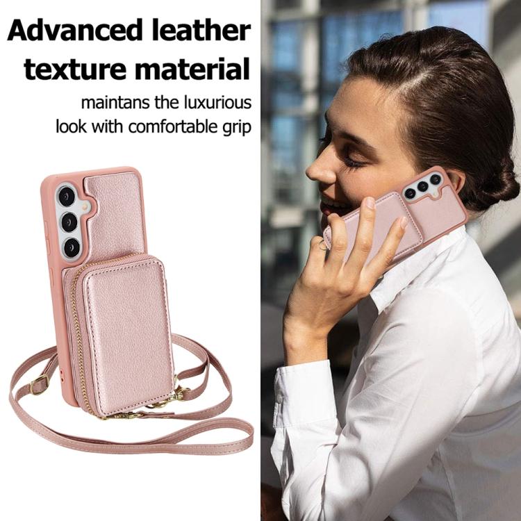 For Samsung Galaxy S25+ 5G / S24+ 5G Crossbody Zipper RFID Card Bag Phone Case