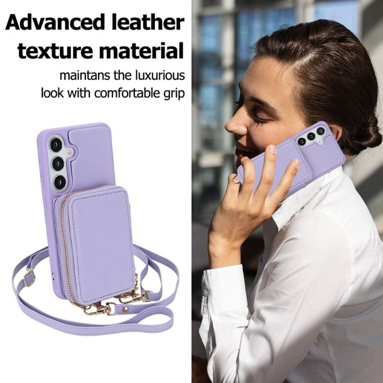 For Samsung Galaxy S25+ 5G / S24+ 5G Crossbody Zipper RFID Card Bag Phone Case