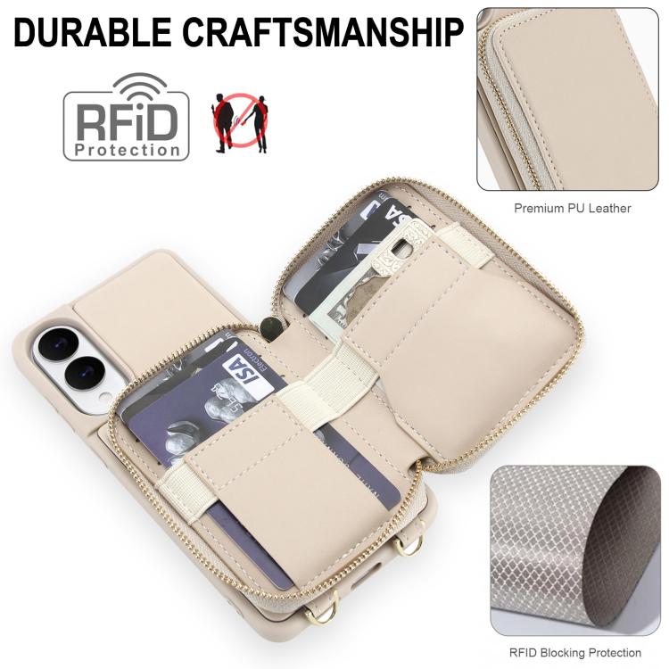 For Samsung Galaxy S25 FE 5G Crossbody Zipper RFID Card Bag Phone Case