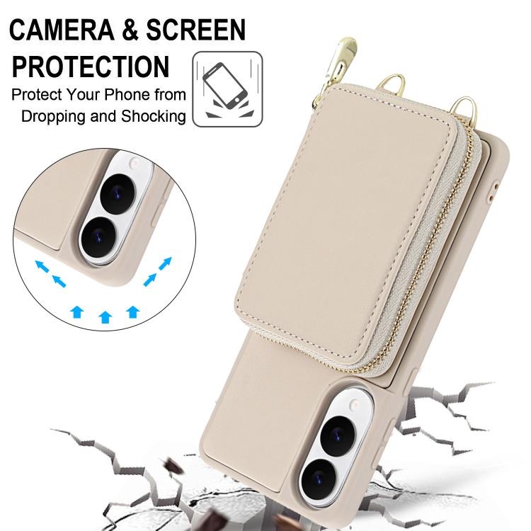 For Samsung Galaxy S25 FE 5G Crossbody Zipper RFID Card Bag Phone Case