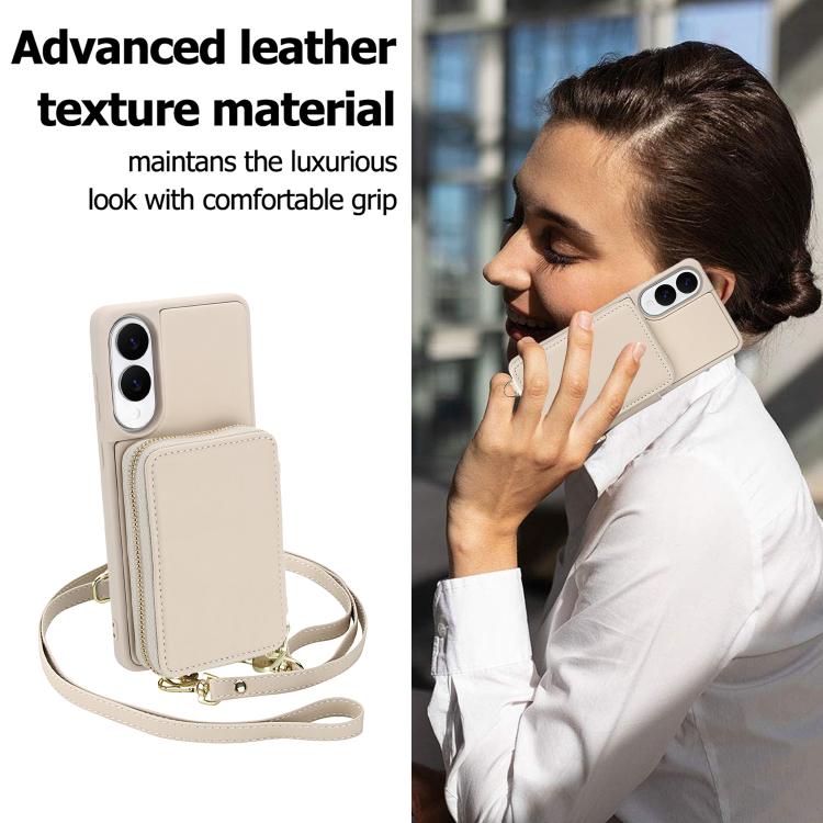 For Samsung Galaxy S25 FE 5G Crossbody Zipper RFID Card Bag Phone Case