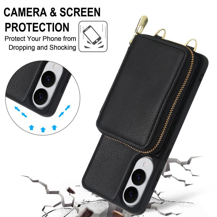 For Samsung Galaxy S25 FE 5G Crossbody Zipper RFID Card Bag Phone Case