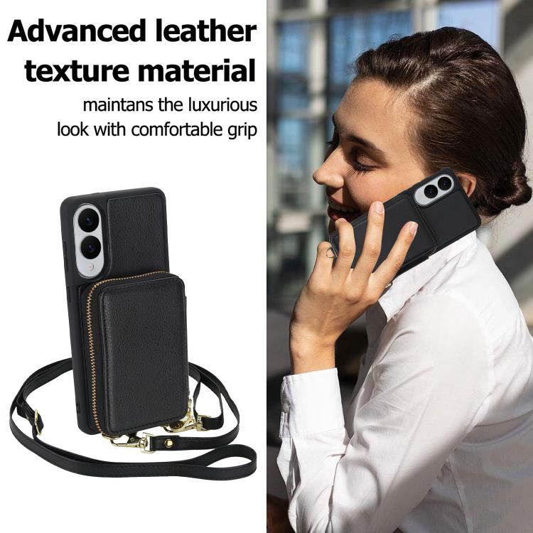 For Samsung Galaxy S25 FE 5G Crossbody Zipper RFID Card Bag Phone Case
