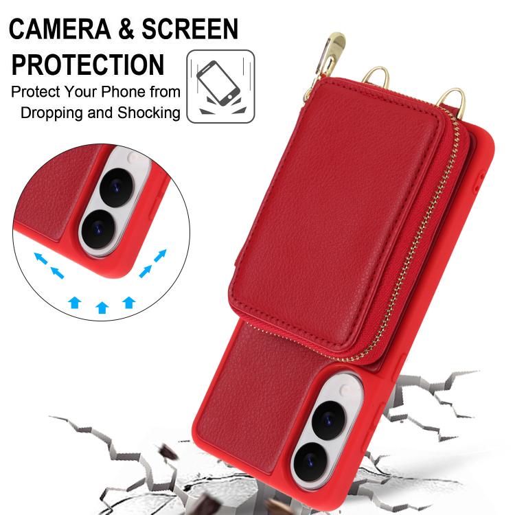 For Samsung Galaxy S25 FE 5G Crossbody Zipper RFID Card Bag Phone Case
