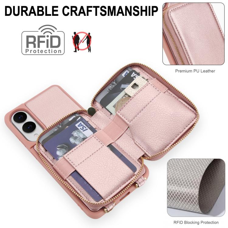 For Samsung Galaxy S25 FE 5G Crossbody Zipper RFID Card Bag Phone Case