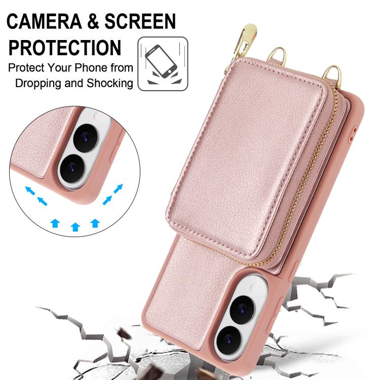 For Samsung Galaxy S25 FE 5G Crossbody Zipper RFID Card Bag Phone Case