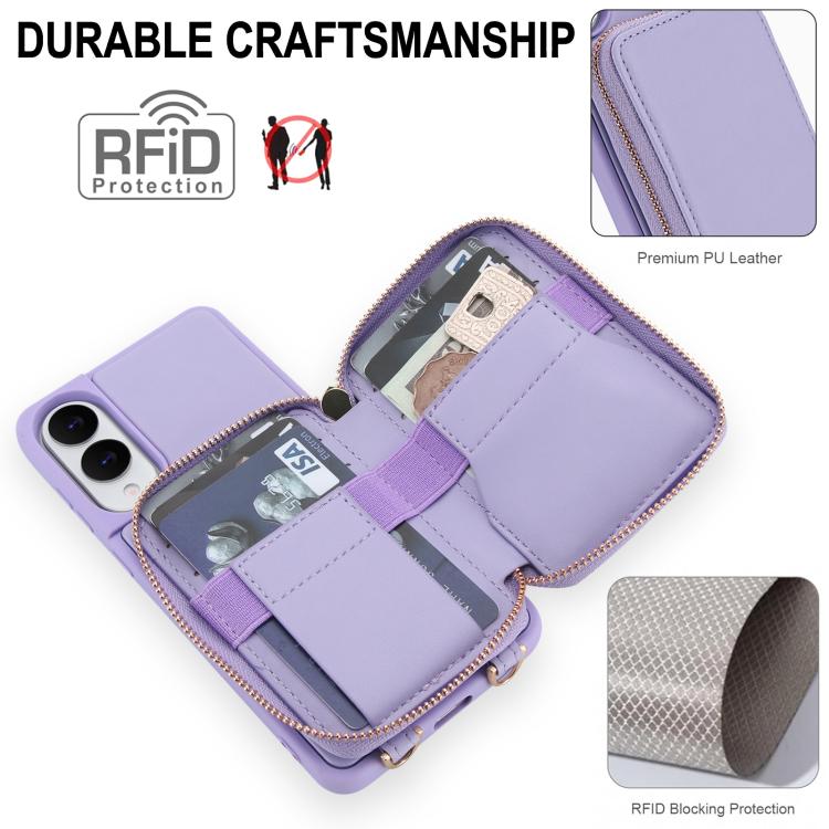 For Samsung Galaxy S25 FE 5G Crossbody Zipper RFID Card Bag Phone Case