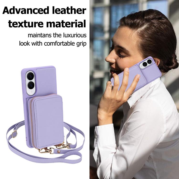 For Samsung Galaxy S25 FE 5G Crossbody Zipper RFID Card Bag Phone Case