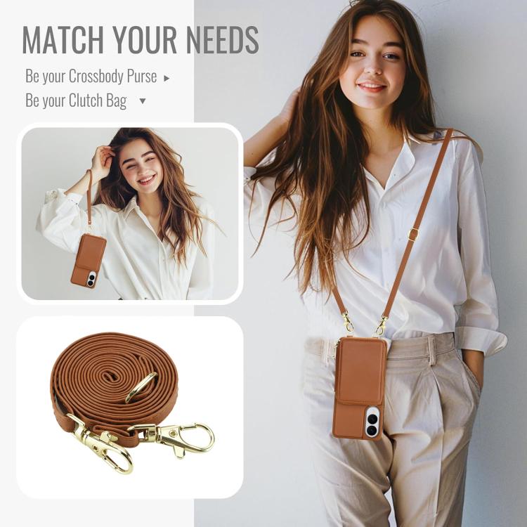 For Samsung Galaxy S25 FE 5G Crossbody Zipper RFID Card Bag Phone Case