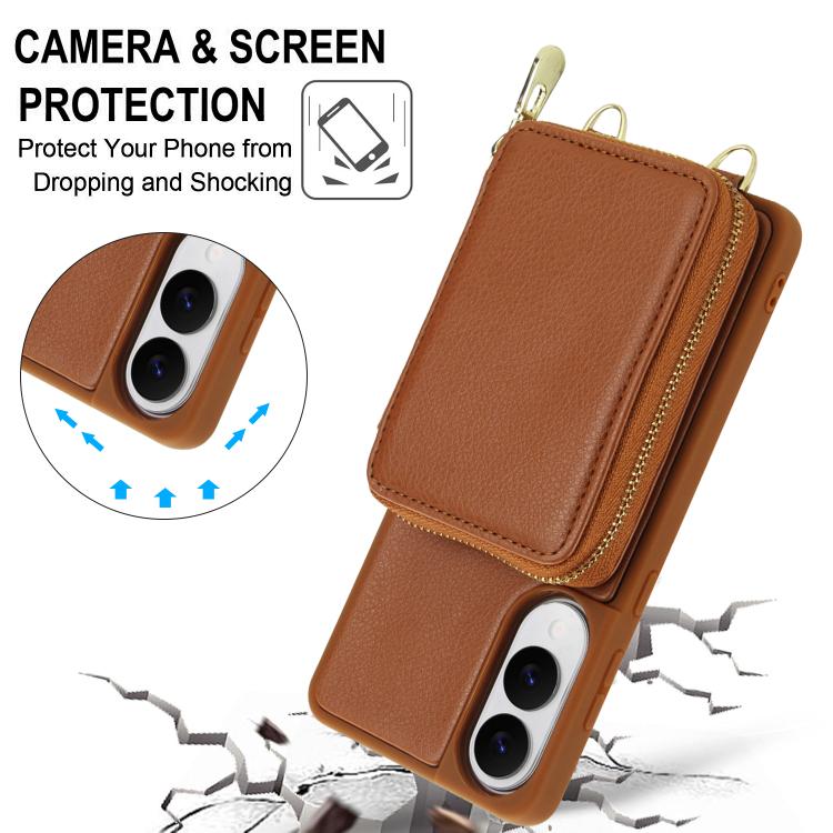 For Samsung Galaxy S25 FE 5G Crossbody Zipper RFID Card Bag Phone Case