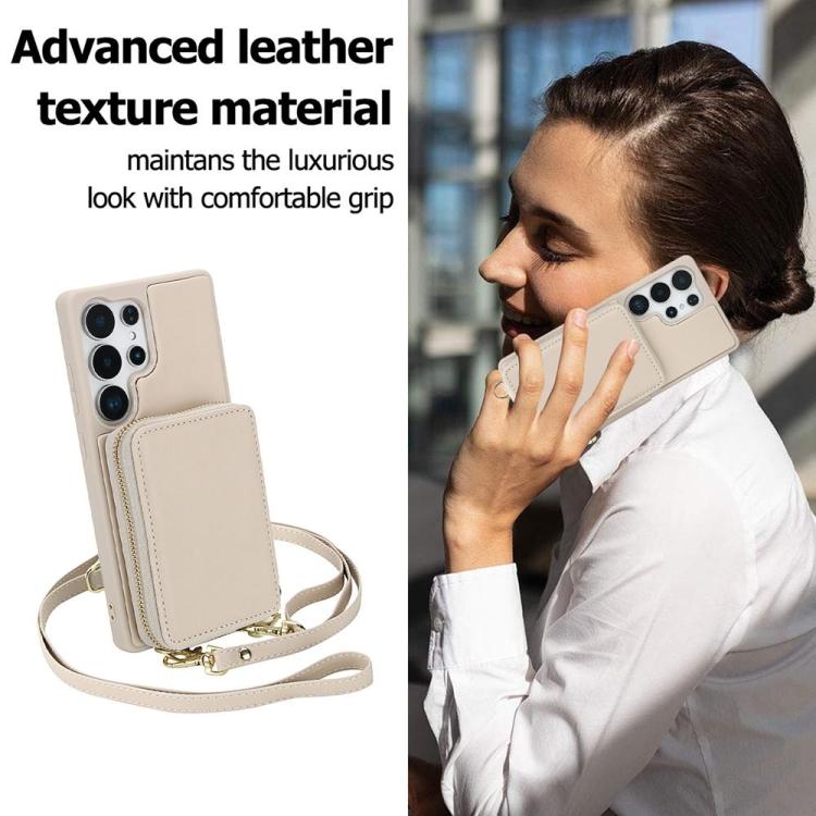 For Samsung Galaxy S26 Ultra 5G Crossbody Zipper RFID Card Bag Phone Case