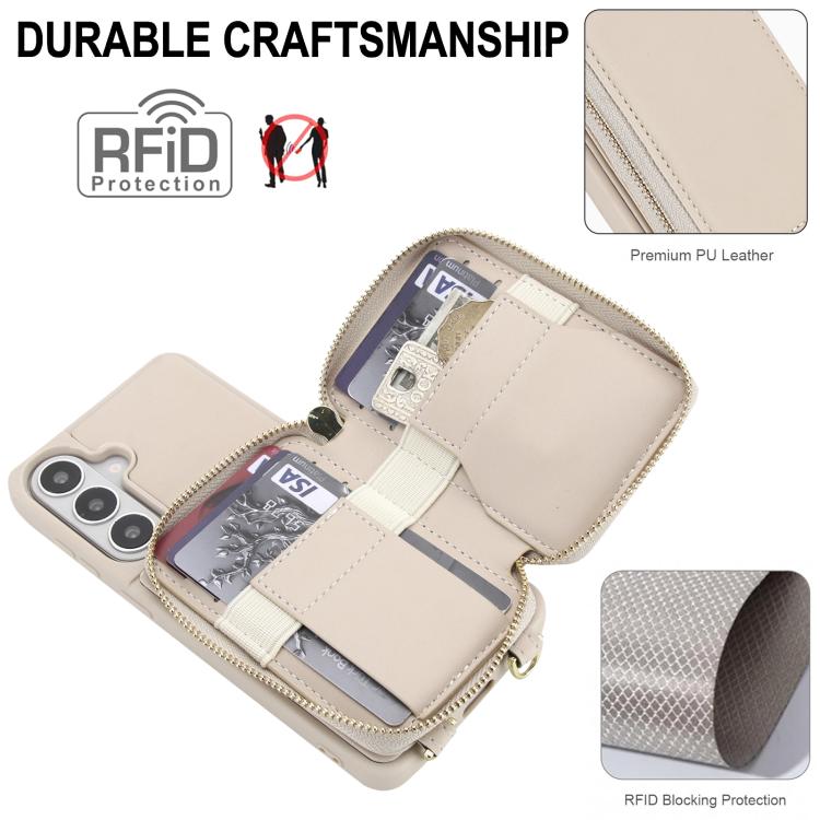 For Samsung Galaxy S26 5G Crossbody Zipper RFID Card Bag Phone Case