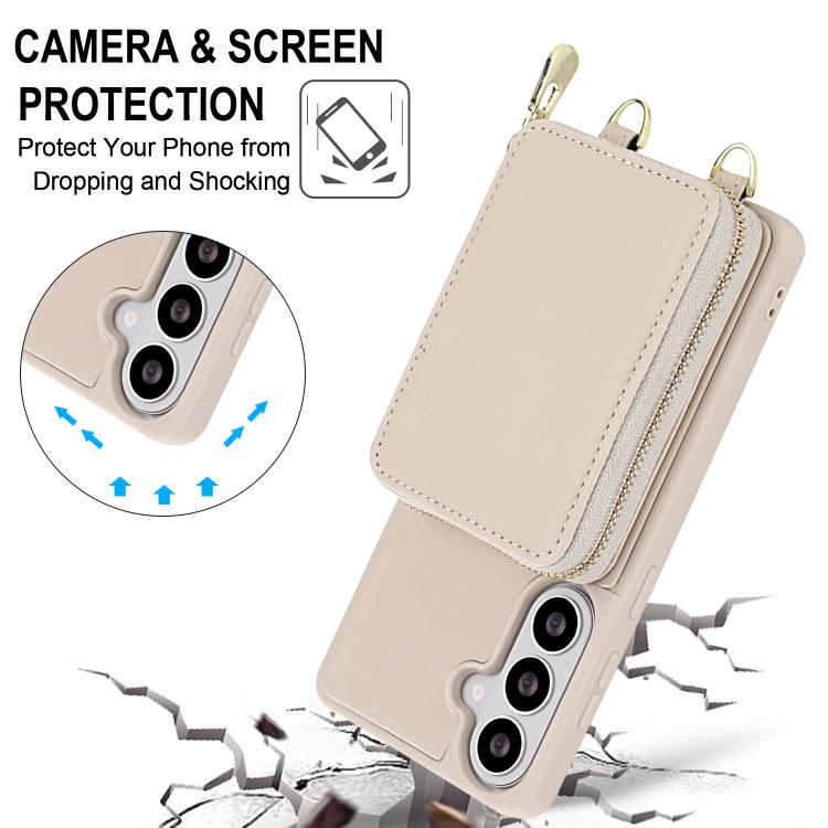 For Samsung Galaxy S26 5G Crossbody Zipper RFID Card Bag Phone Case