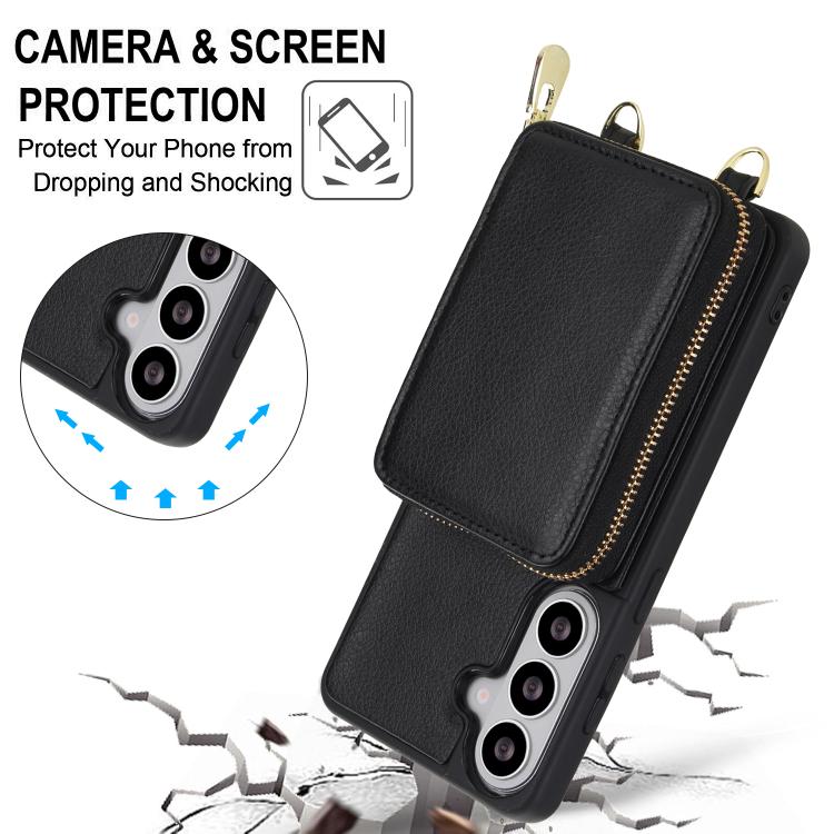For Samsung Galaxy S26 5G Crossbody Zipper RFID Card Bag Phone Case