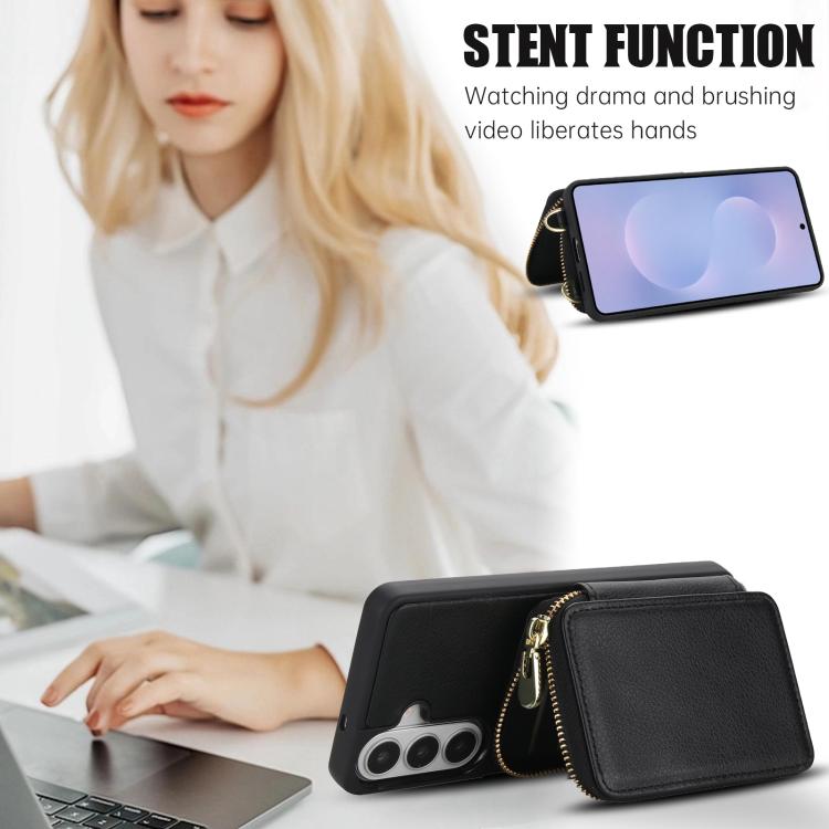For Samsung Galaxy S26 5G Crossbody Zipper RFID Card Bag Phone Case
