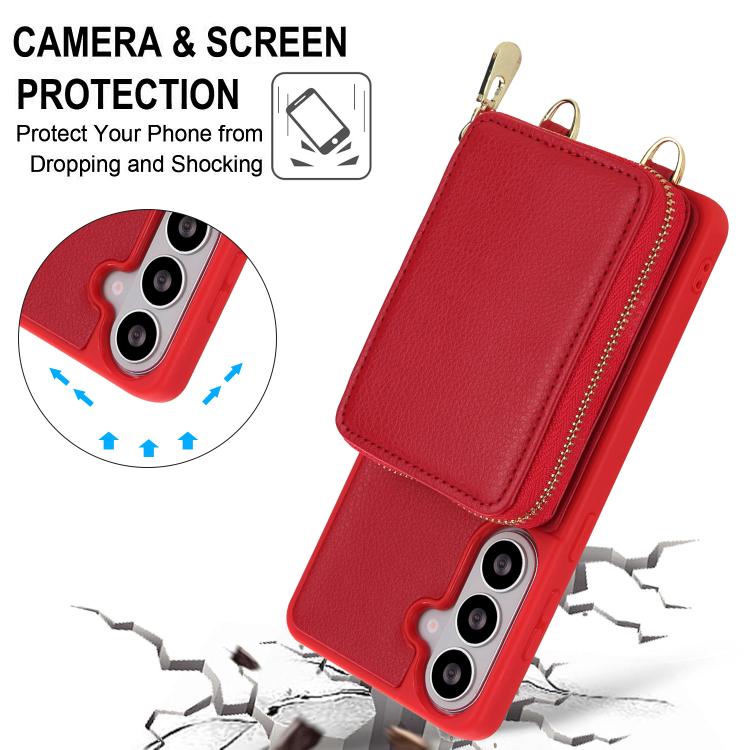 For Samsung Galaxy S26 5G Crossbody Zipper RFID Card Bag Phone Case