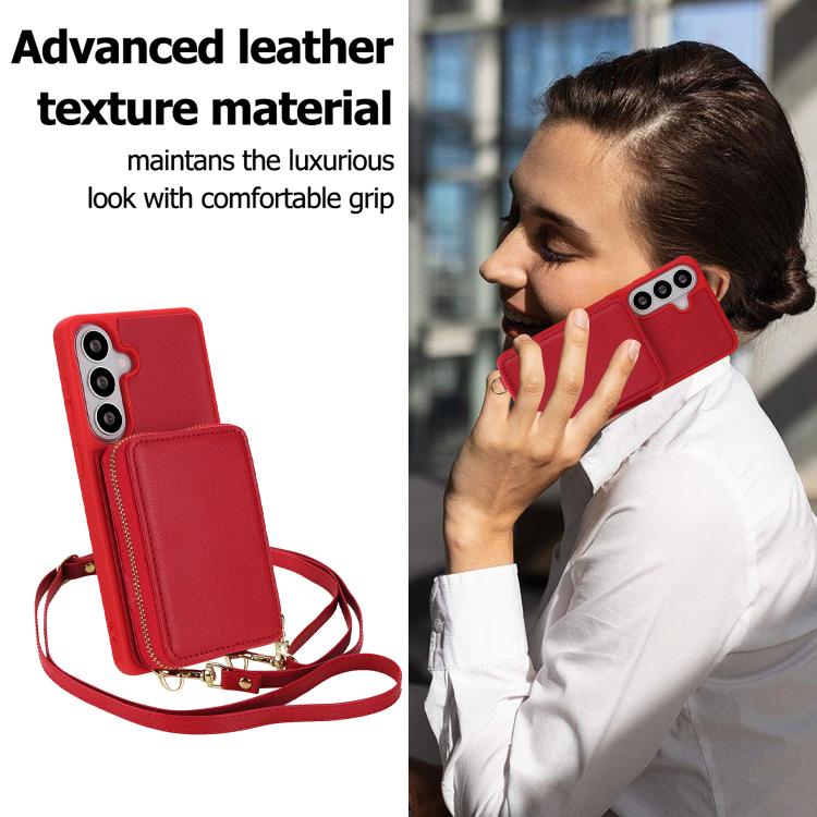 For Samsung Galaxy S26 5G Crossbody Zipper RFID Card Bag Phone Case