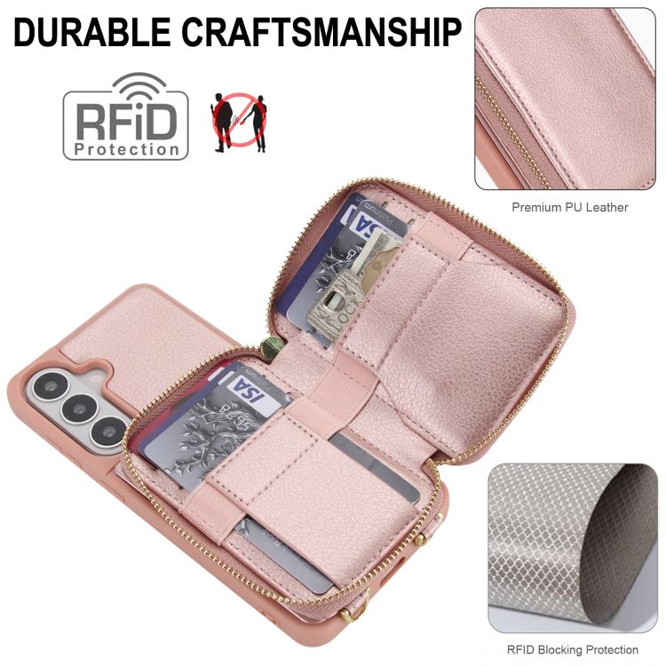 For Samsung Galaxy S26 5G Crossbody Zipper RFID Card Bag Phone Case