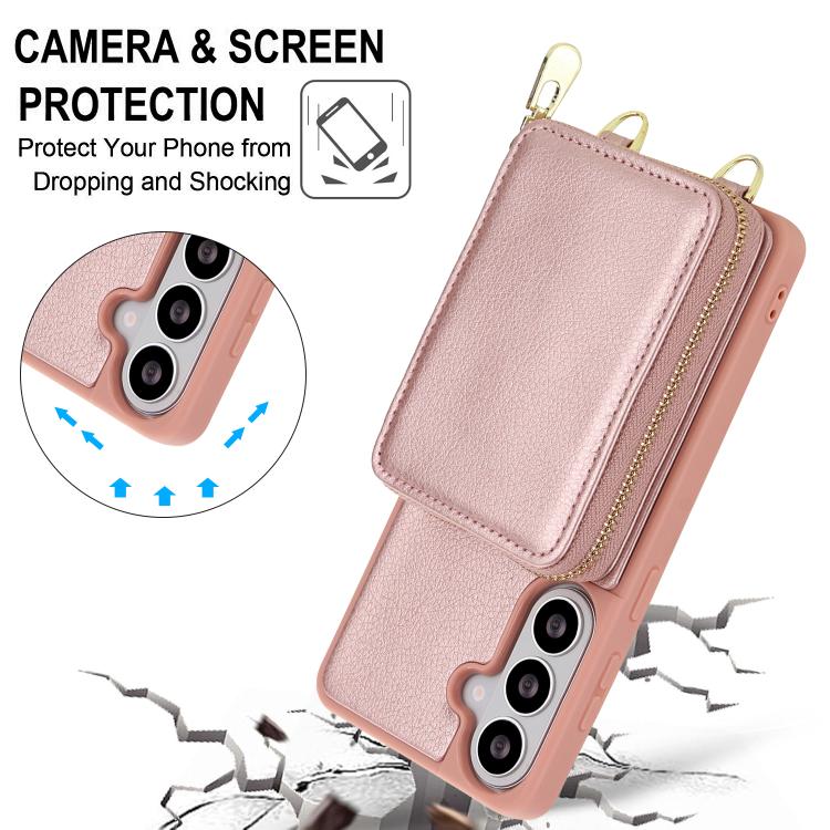 For Samsung Galaxy S26 5G Crossbody Zipper RFID Card Bag Phone Case