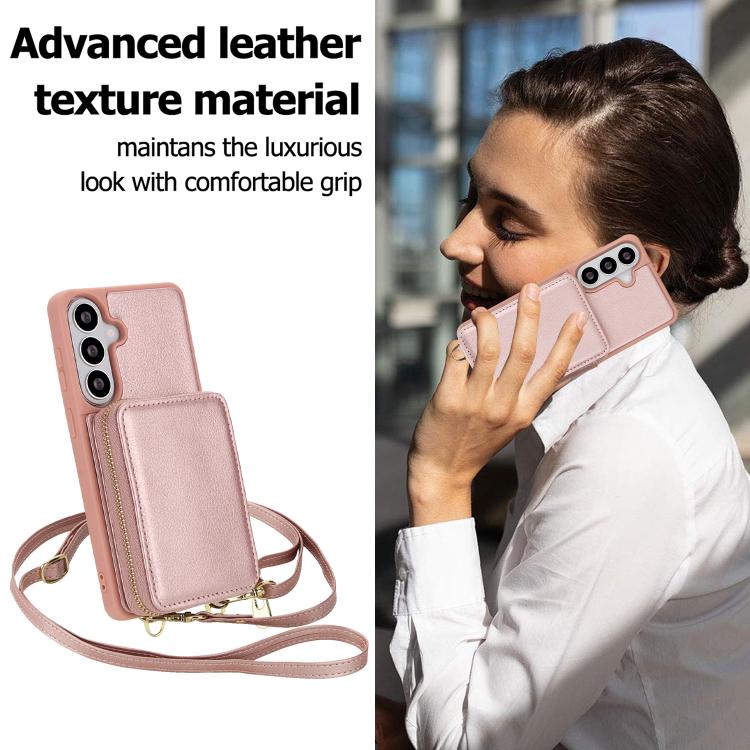For Samsung Galaxy S26 5G Crossbody Zipper RFID Card Bag Phone Case