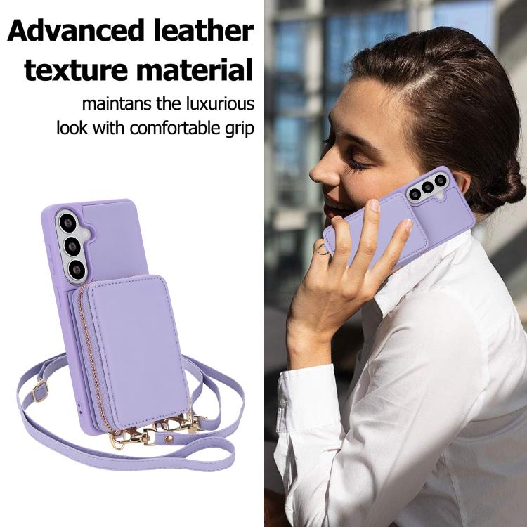 For Samsung Galaxy S26 5G Crossbody Zipper RFID Card Bag Phone Case