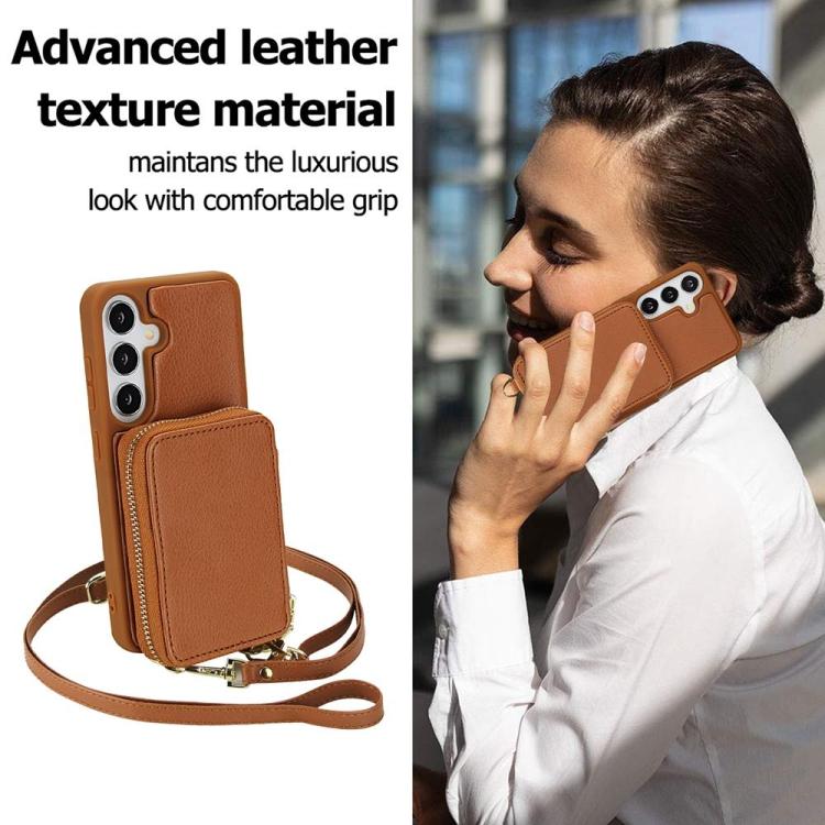 For Samsung Galaxy S26 5G Crossbody Zipper RFID Card Bag Phone Case