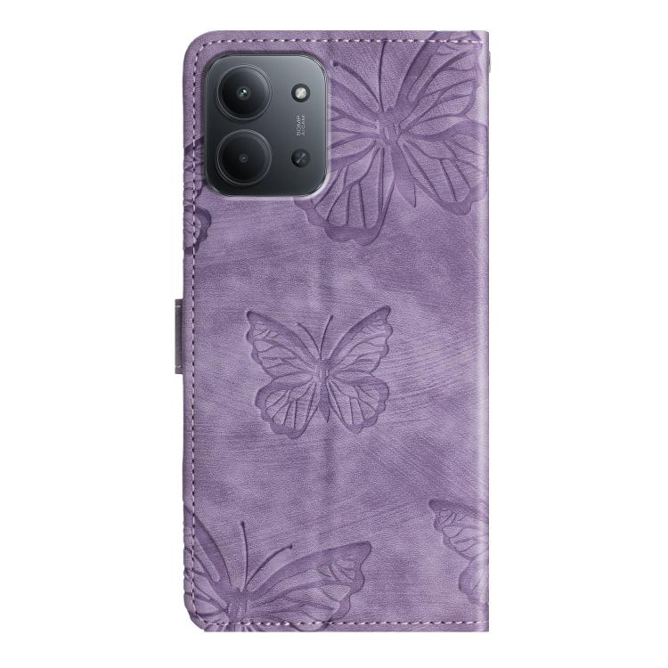 For Redmi 15C 5G / 4G Global 171mm Skin-feel Embossed Butterfly Leather Phone Case