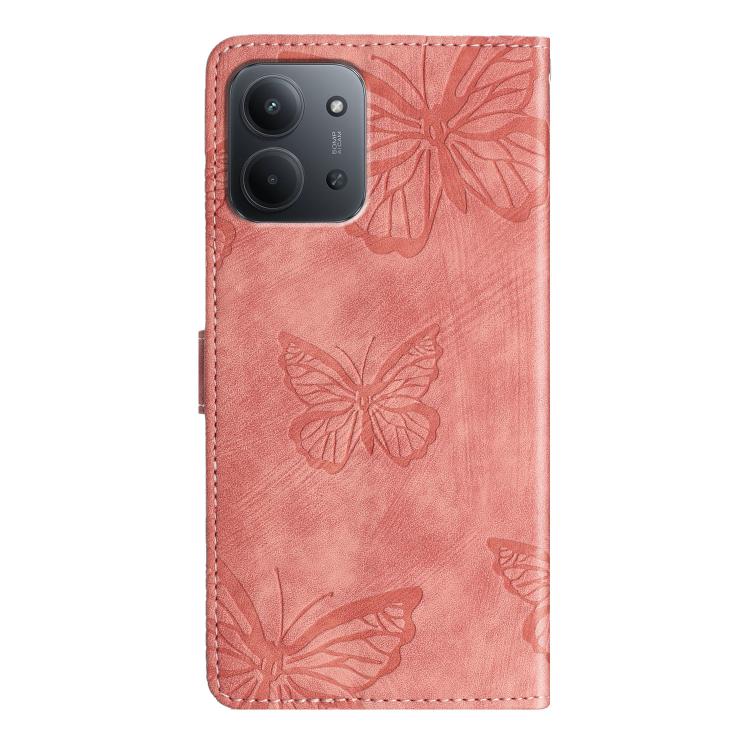 For Redmi 15C 5G / 4G EU 173mm Skin-feel Embossed Butterfly Leather Phone Case