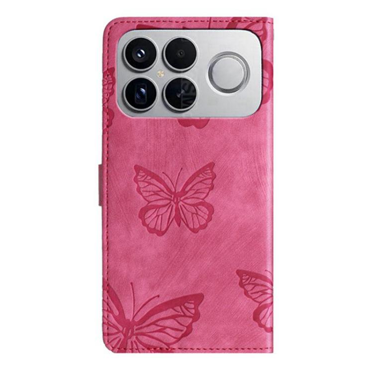 For Redmi K90 / Poco F8 Pro Skin-feel Embossed Butterfly Leather Phone Case
