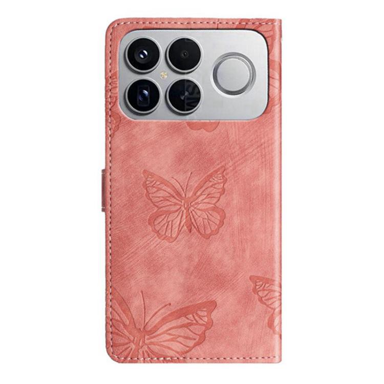 For Redmi K90 / Poco F8 Pro Skin-feel Embossed Butterfly Leather Phone Case