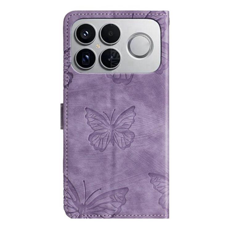 For Redmi K90 / Poco F8 Pro Skin-feel Embossed Butterfly Leather Phone Case
