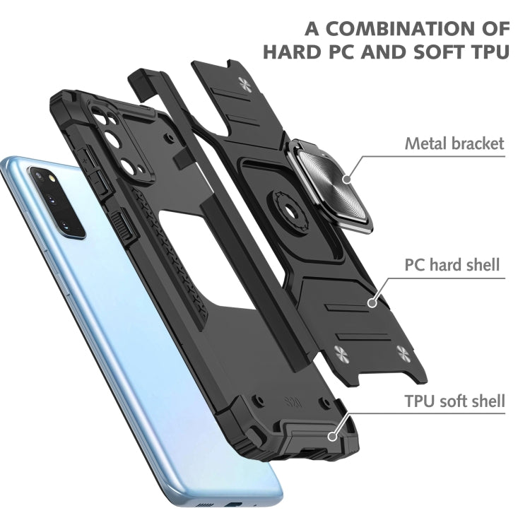 For Samsung Galaxy S20 Magnetic Armor Shockproof TPU + PC Case with Metal Ring Holder
