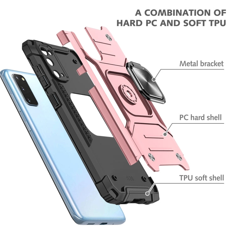 For Samsung Galaxy S20 Magnetic Armor Shockproof TPU + PC Case with Metal Ring Holder