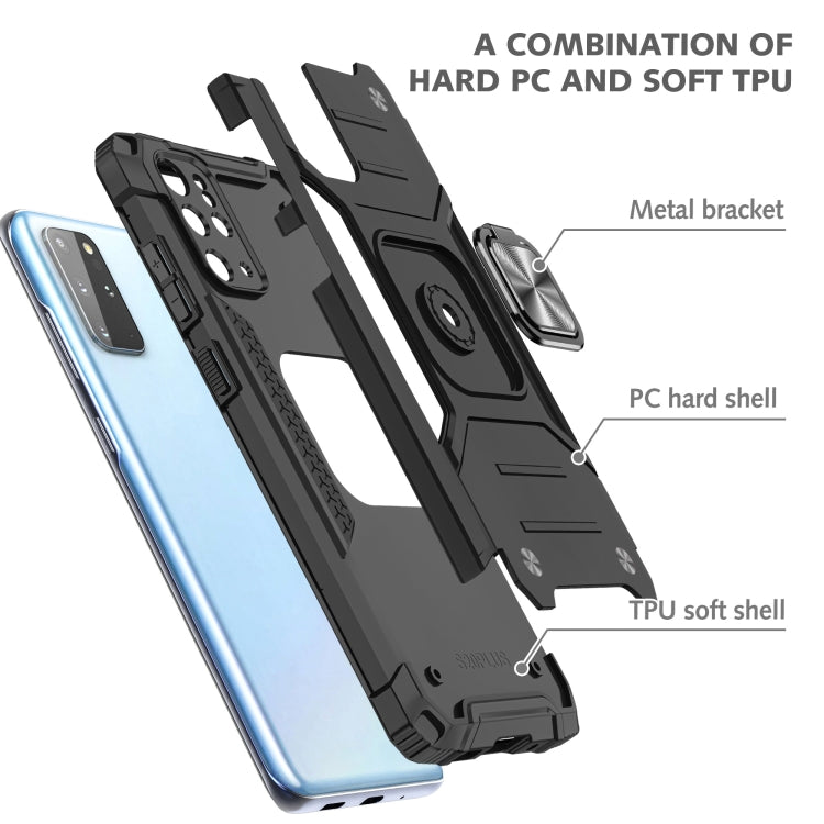 For Samsung Galaxy S20 Plus Magnetic Armor Shockproof TPU + PC Case with Metal Ring Holder