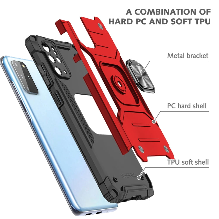 For Samsung Galaxy S20 Plus Magnetic Armor Shockproof TPU + PC Case with Metal Ring Holder