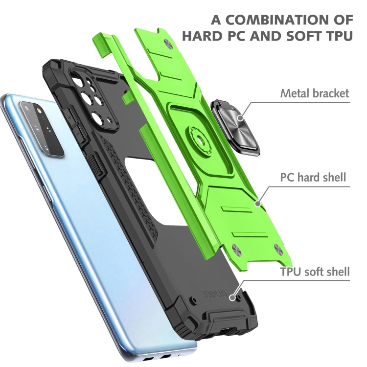 For Samsung Galaxy S20 Plus Magnetic Armor Shockproof TPU + PC Case with Metal Ring Holder