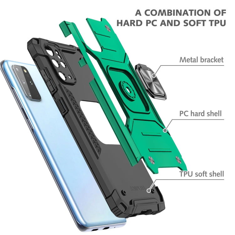 For Samsung Galaxy S20 Plus Magnetic Armor Shockproof TPU + PC Case with Metal Ring Holder