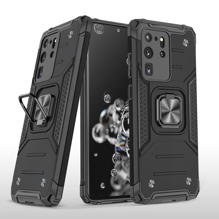 For Samsung Galaxy S20 Ultra Magnetic Armor Shockproof TPU + PC Case with Metal Ring Holder