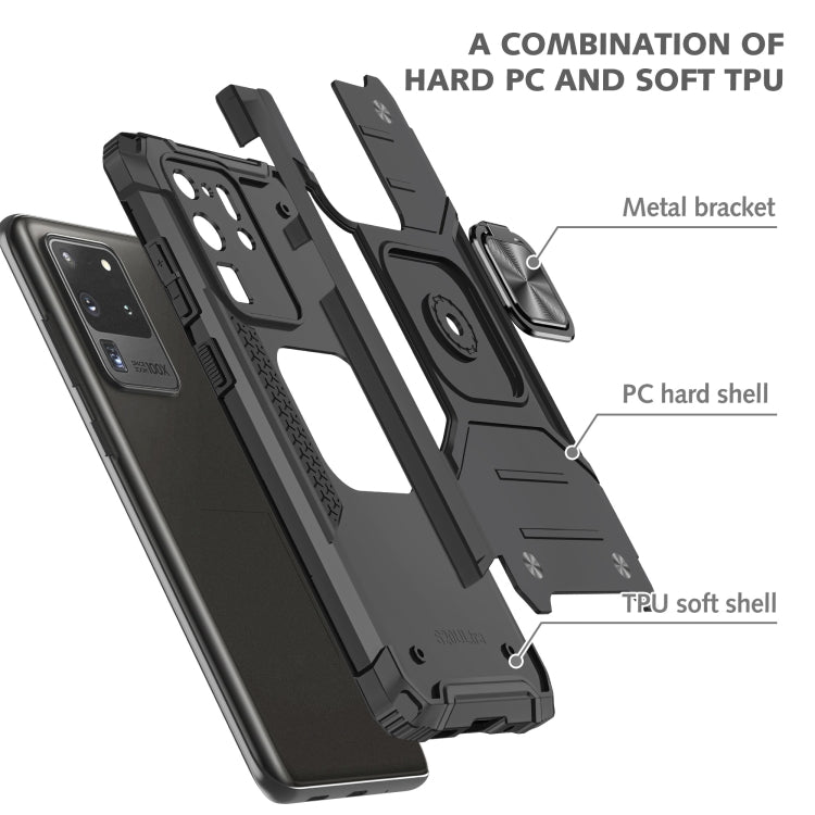For Samsung Galaxy S20 Ultra Magnetic Armor Shockproof TPU + PC Case with Metal Ring Holder