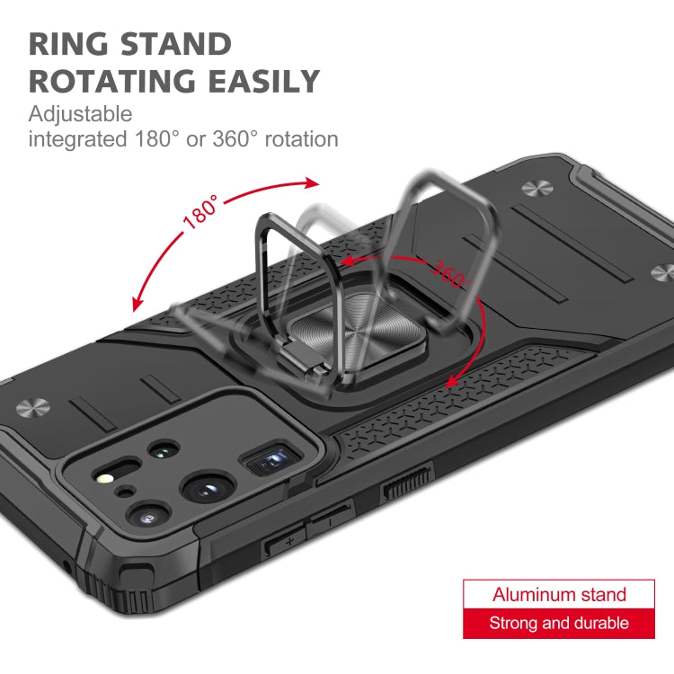 For Samsung Galaxy S20 Ultra Magnetic Armor Shockproof TPU + PC Case with Metal Ring Holder
