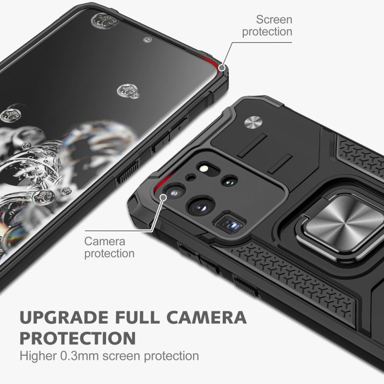 For Samsung Galaxy S20 Ultra Magnetic Armor Shockproof TPU + PC Case with Metal Ring Holder
