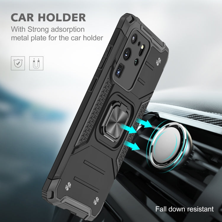 For Samsung Galaxy S20 Ultra Magnetic Armor Shockproof TPU + PC Case with Metal Ring Holder