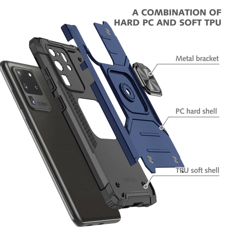 For Samsung Galaxy S20 Ultra Magnetic Armor Shockproof TPU + PC Case with Metal Ring Holder