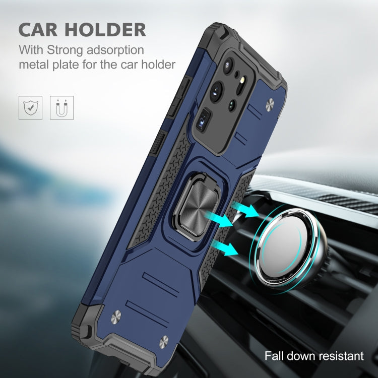 For Samsung Galaxy S20 Ultra Magnetic Armor Shockproof TPU + PC Case with Metal Ring Holder