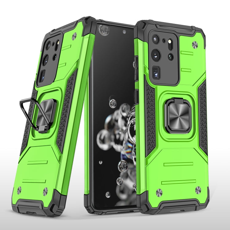 For Samsung Galaxy S20 Ultra Magnetic Armor Shockproof TPU + PC Case with Metal Ring Holder